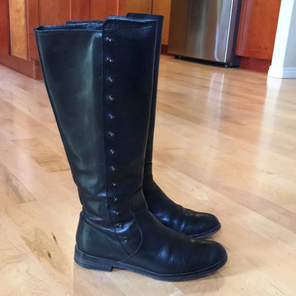 COLE HAAN | Black Leather Tall Boots Ridding Boots